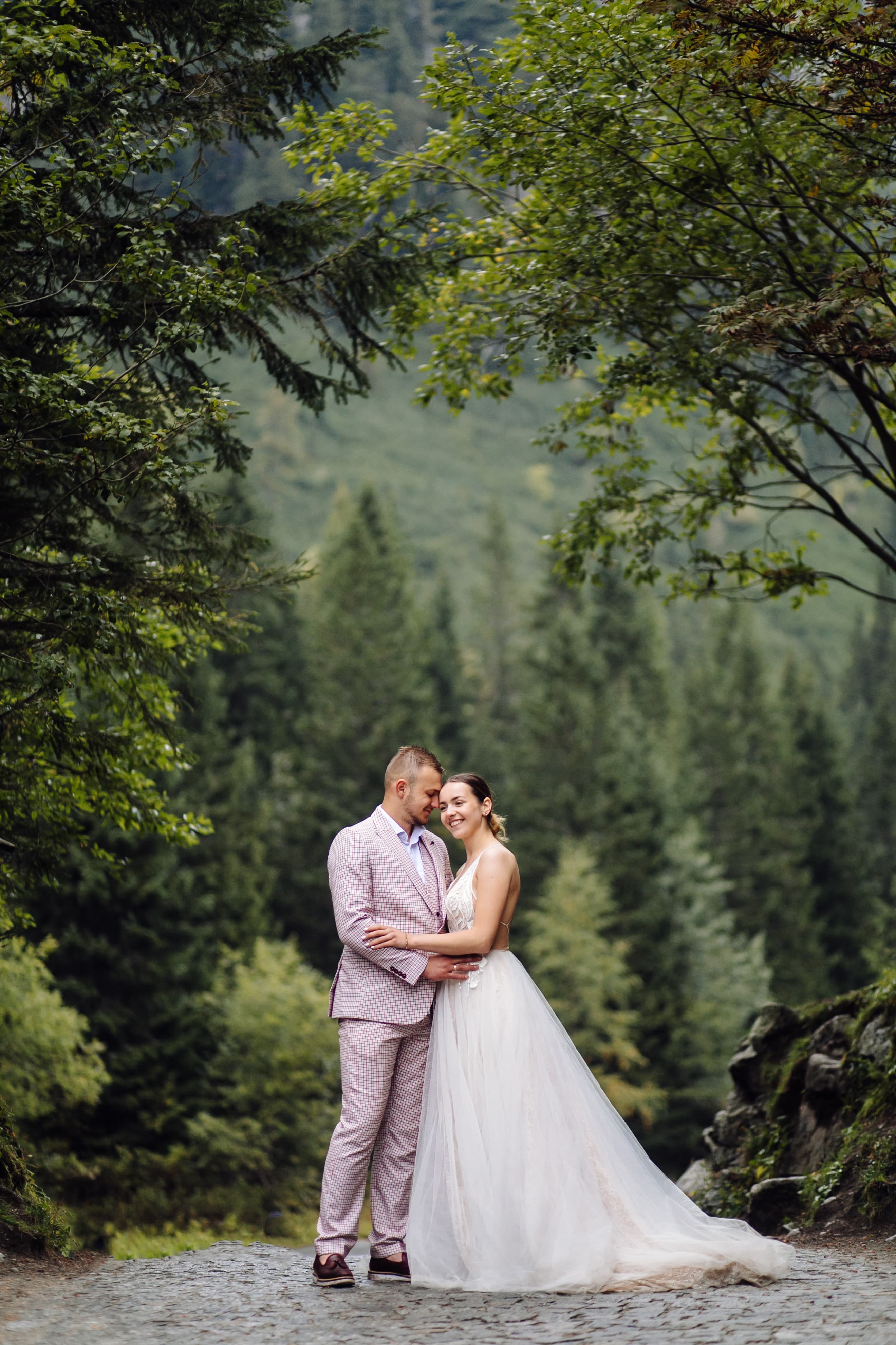 A couple sharing an intimate, candid moment
